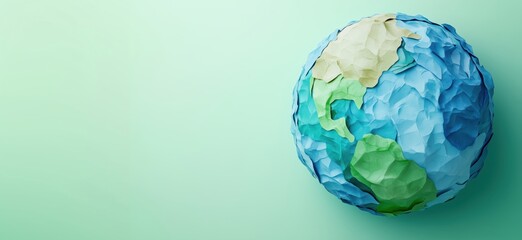 Poster - Colorful paper globe representing Earth with textured continents and oceans