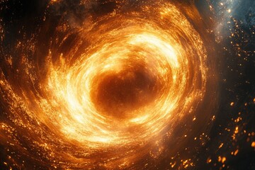 Poster - Fiery cosmic swirl, a mesmerizing vortex of incandescent energy and swirling dust in deep space.
