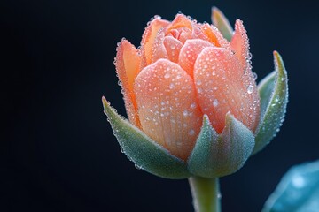 Poster - A small flower bud with water droplets glistening on its surface