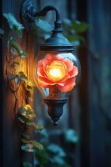 Poster - A lamp with a decorative flower-shaped insert
