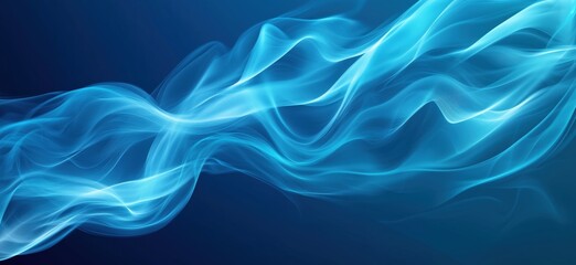 Poster - Abstract blue wave background with flowing light and smooth curves