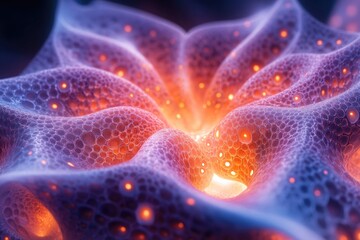 Poster - A detailed view of a glowing flower, often used in nature and botanical photography