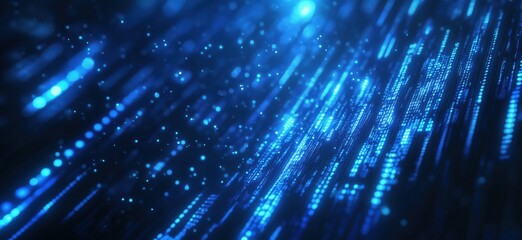 Poster - Abstract blue digital background with glowing particles and lines for technology design
