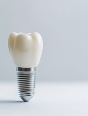 Aufkleber - High quality dental implant showcasing metal and ceramic details with space for text on a smooth white surface Generative AI