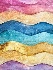 Poster - colorful wavy background in watercolor effect.