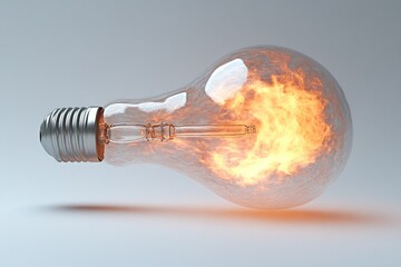 Aufkleber - A light bulb with flames inside