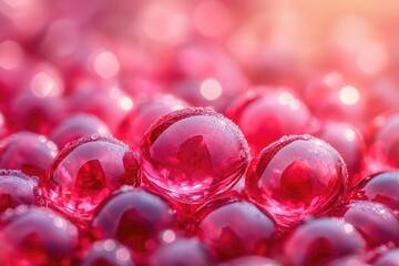 Poster - A close-up view of a group of bright red balls