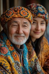 Aufkleber - A pair of people wearing vibrant hats, great for illustration or design
