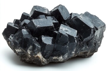 Poster - A close-up view of a rock covered in black crystals