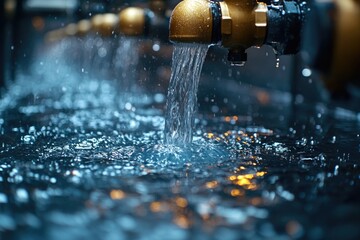 Poster - Water fountain from fire hydrant, suitable for summer or outdoor scenes