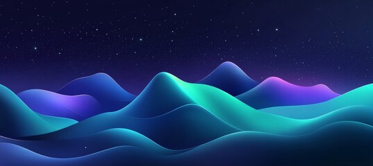 Poster - Abstract Minimalist Background, Turquoise Curve, Deep Navy Backdrop, Smooth Lines, Sleek Design