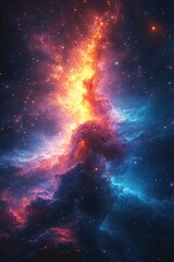 Poster - A vibrant and colorful galaxy with stars shining bright in the background, perfect for sci-fi or space-themed designs