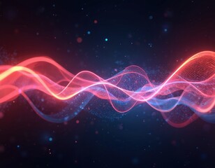 Poster - Abstract light rendering in vibrant colors. Wavy energy motion, digital graphic neon art background. Modern tech visualisation of creativity with dynamic illumination, bright artistic fluent graphic