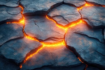 Poster - A close-up shot of a rock with flames burning in its center