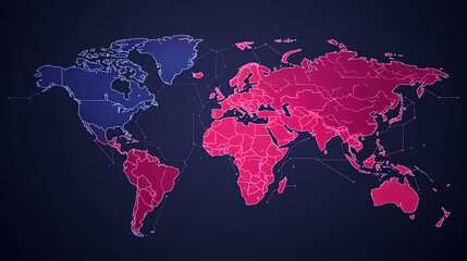 Poster - Global connectivity map digital representation data visualization dark background infographic style