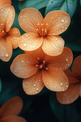 Poster - Close-up of orange flowers with water droplets on petals