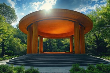 Aufkleber - A gazebo in a park with steps leading up to it