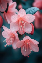 Poster - A bouquet of pink flowers surrounded by green leaves