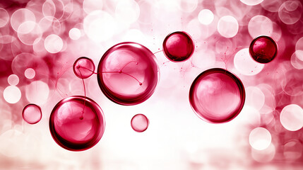 Poster - Dynamic bubbles in red tones abstract art digital design soft focus modern aesthetics