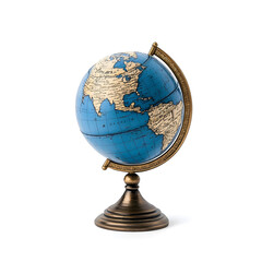 earth globe showing the continents and oceans of the earth isolated on white background