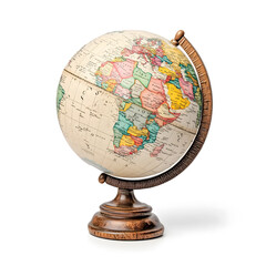 earth globe showing the continents and oceans of the earth isolated on white background