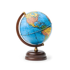 earth globe showing the continents and oceans of the earth isolated on white background