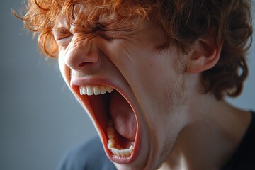 Poster - A young man with his mouth open and his mouth wide open