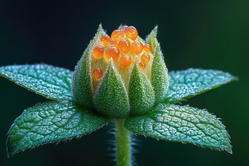 Aufkleber - A close-up shot of a flower bud with water droplets glistening on its surface, perfect for use in gardening or nature-themed projects