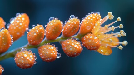 Poster - A close-up shot of a plant with water droplets glistening on its leaves