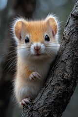 Poster - A close-up shot of a small animal perched on a tree trunk