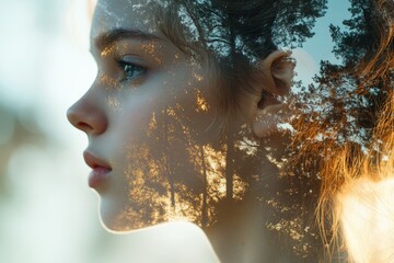Poster - A woman with a tree wrapped around her hair, possibly a creative or artistic expression