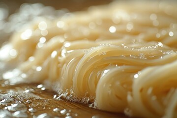 Aufkleber - A close-up view of noodles on a table