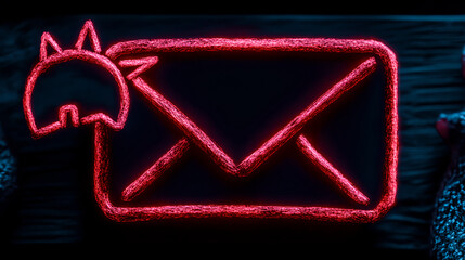 Poster - sending digital messages virtual space graphic design neon glow environment close-up view communicat