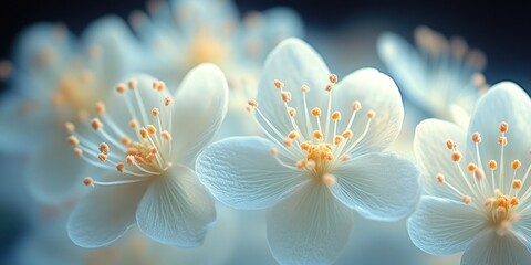 Poster - A close-up shot of a beautiful bouquet of white flowers, perfect for decorating or photography projects