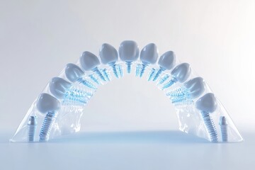 Aufkleber - 3D model showcasing dental arch with highlighted implants for educational purposes in dental health Generative AI