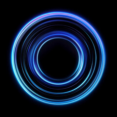 Wall Mural - blue light spinning, laser lights, luminous,circular halo,abstract glowing ring of light with partic