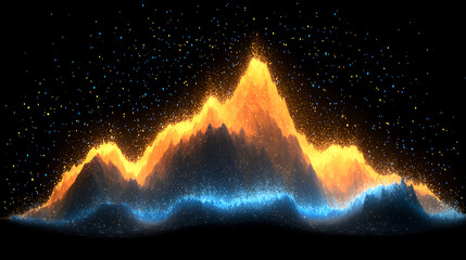 Poster - Visualizing sound waves abstract mountain peaks digital art dark background vibrant colors 3d perspective
