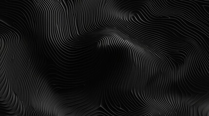 Poster - Abstract Black Waves Flow, Digital Background, Technology Texture, Futuristic Flowing Shapes