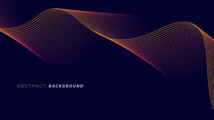 Wall Mural - abstract glowing wave lines on dark blue background. dynamic wave pattern. futuristic technology con