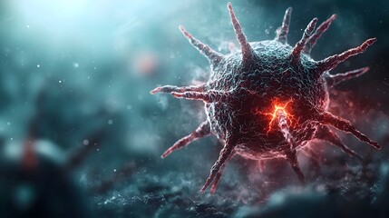 Aufkleber - captivating microscopic visualization of an unknown viral structure with striking organic textures a