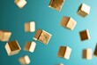 © Photock Agency - Golden Cubes Falling Teal Background.