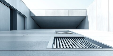 Poster - Modern architectural design showcases sleek lines and minimalism in a contemporary building during midday