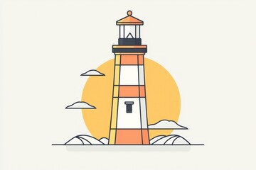 Fototapete - Modern 3D glyph lighthouse icon, abstract design for travel.