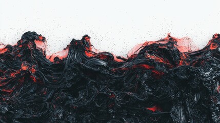 Poster - Gentle orange highlights and smooth dark forms are key elements of minimalist abstract waves in a flowing design
