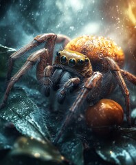 Spider close up, cinematic poster
