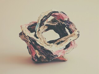Poster - A colorful twisted shape is depicted in a computer-generated abstract geometric 3D render illustration
