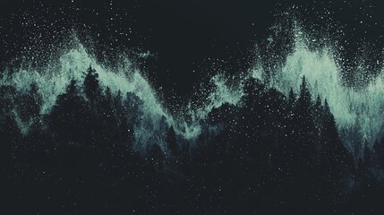 Poster - a futuristic setting of digital particles and grid forming a virtual reality environment with abstra