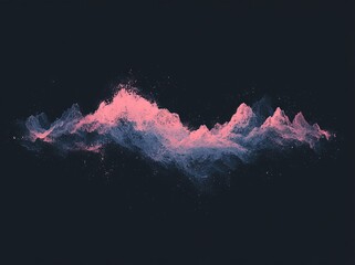 Poster - In the background, there is a 3D render consisting of abstract paper shapes, characterized by bright, colorful sliced layers, purple waves, and hills that are reminiscent of an equalizer