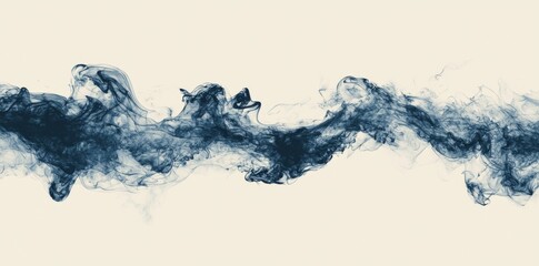 Fototapete - Navy blue colors of liquid fluid wave flow through an abstract brush paint isolated on a white background