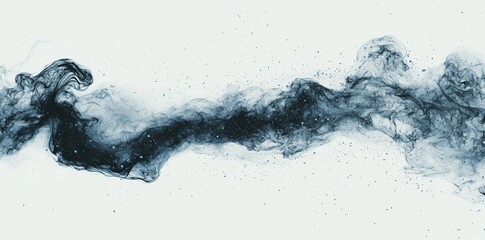 Poster - A white background isolates an abstract brush paint with a flowing liquid fluid wave in navy blue colors